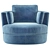 Luxury Velvet Swivel Chair 3D 3D model small image 2