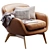 Stylish Leather Armchair Furniture Design 3D model small image 4