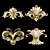 Elegant Gold Gypsum Ornament Model 3D model small image 3