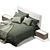 Sleek Modern Bed Green 3D model small image 2