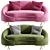 Modern Velvet Loveseat Lula - 3D Model 3D model small image 4