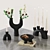 Textured Stoneware Candlestick Decor Set 3D model small image 2