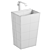 Contemporary Cast Stone Pedestal Sink 3D model small image 2