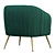 Decadent Velvet Armchair Emerald Green 3D model small image 2