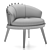 Modern Upholstered Armchair in Walnut 3D model small image 2