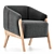 Modern Teak Finish Armchair 3D model small image 1