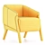 Modern Teak Finish Armchair 3D model small image 2