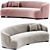 Sleek Curved Fabric Sofa Model 3D model small image 1