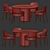 Elegant Velvet Dining Set 08 3D model small image 2