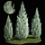 Cypress & Blue Thuja Garden Collection 3D model small image 1