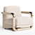 Mid-Century Modern White Velvet Armchair 3D model small image 1