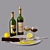 Wine Lemon Decor Set 3D 3D model small image 2