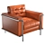 Luxury Cognac Leather Chair 3D model small image 1