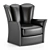 Modern Black Leather Club Chairs 3D model small image 1