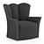 Modern Black Leather Club Chairs 3D model small image 3