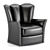 Modern Black Leather Club Chairs 3D model small image 4