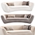 Modern Velvet Cream Sofa Home 3D model small image 1