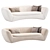 Modern Velvet Cream Sofa Home 3D model small image 2