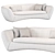 Modern Velvet Cream Sofa Home 3D model small image 3