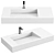 Rectangular Stone Resin Wall Sink 3D model small image 1