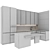 Modern G-Shaped Kitchen Set 3D model small image 6