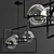 Elegant Black Chandelier with Glass Globes 3D model small image 2