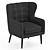 Curved Back Wing Chair Model 3D model small image 2