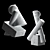 Cubist Carrara Marble Sculptures 3D model small image 4