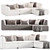 Elegant Ivory Chenille 4-Piece Sofa 3D model small image 1