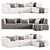 Elegant Ivory Chenille 4-Piece Sofa 3D model small image 2