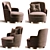 Elegant Modern Armchair in Velvet 3D model small image 2