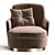 Elegant Modern Armchair in Velvet 3D model small image 3