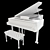 Elegant 2015 Steinway White Grand Piano 3D model small image 7