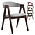 Dublin chair, Beige Velvet, Solid Oak 3D model small image 1