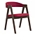 Dublin chair, Beige Velvet, Solid Oak 3D model small image 2