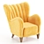Mustard Yellow Velvet Club Chair 3D model small image 3