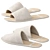 Beige Linen Slippers with Raffia Sole 3D model small image 2