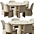 Modern Leather Dining Chair Set 3D model small image 2