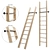 Versatile Wooden Indoor Outdoor Ladder 3D model small image 1