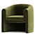 Modern Upholstered Barrel Chair Set 3D model small image 3