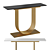 Black Wood Gold Metal Console 3D model small image 1