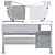 Ergonomic Desk with Drawer Pondi 3D model small image 2