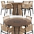 Luxury Caracal & Acacia Dining Set 3D model small image 1