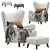 Luxury Oxford Velvet Armchair 3D model small image 1