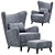 Luxury Oxford Velvet Armchair 3D model small image 2