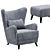 Luxury Oxford Velvet Armchair 3D model small image 4