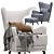 Luxury Oxford Velvet Armchair 3D model small image 5