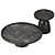 Modern Stone Metal Side Table 3D model small image 2