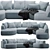 Nathan Anthony Blue Contemporary Sectional 3D model small image 1