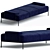 Luxury Blue Velvet Daybed Wood Channeling 3D model small image 1
